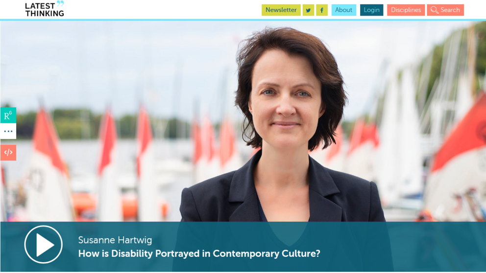 Internetseite von Latest Thinking - Vortrag "How is Disability Portrayed in Contemporary Culture"