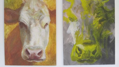 Zwei K&uuml;he gemalt