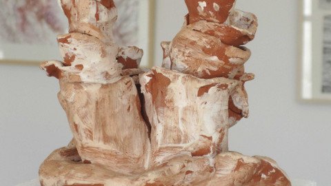 Organische Skulptur in Beige und Orange