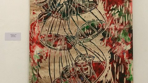 Abstraktes Bild Rot Gr&uuml;n Beige