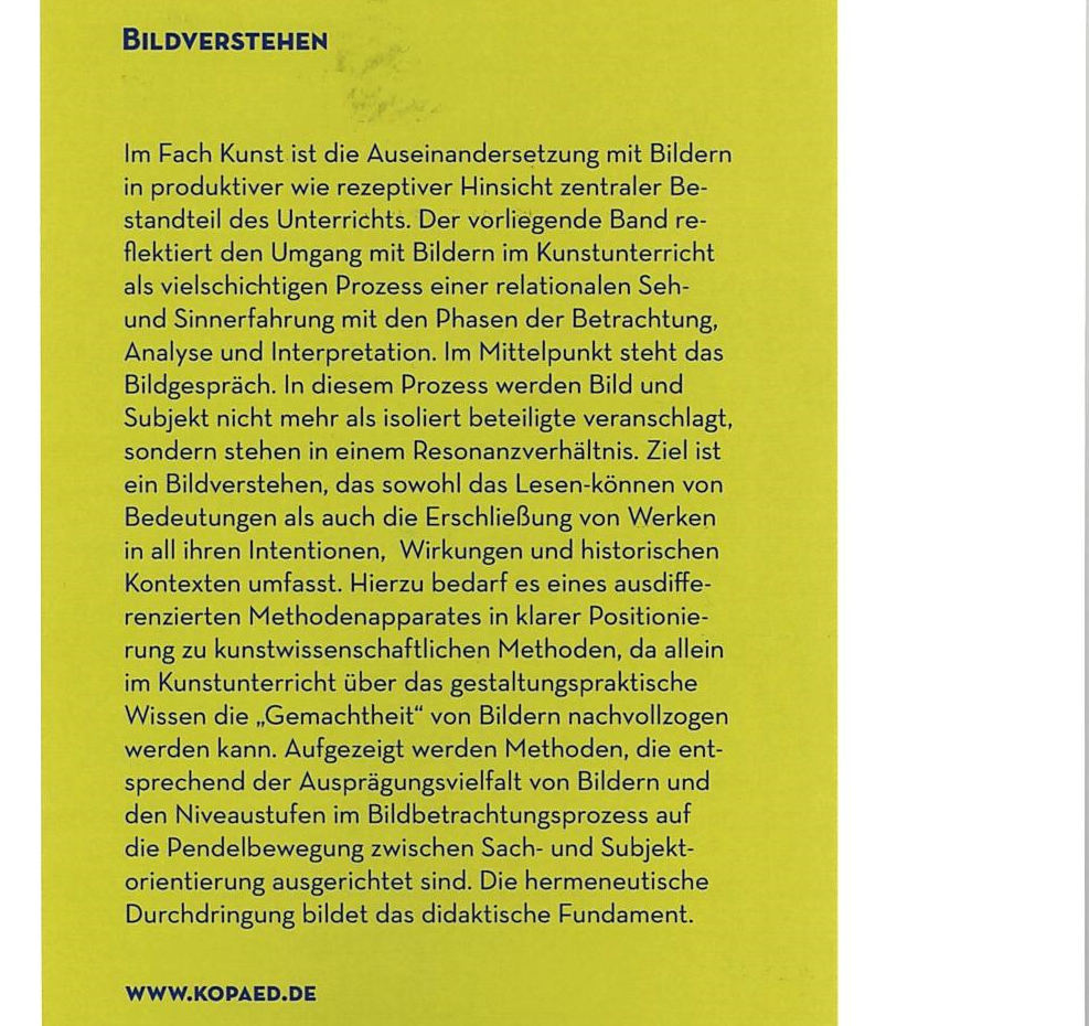 Bildverstehen 6. IMAGO. Zeitschrift f&uuml;r Kunstp&auml;dagogik  