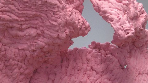 Skulptur aus Bauschaum in Pink