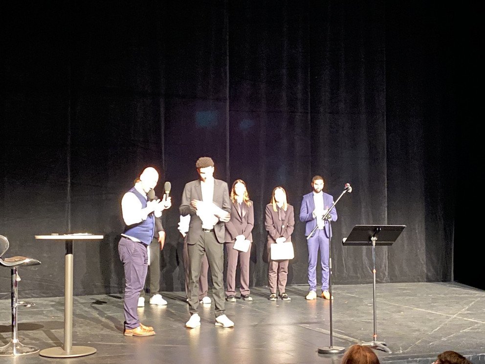 People on a stage 
