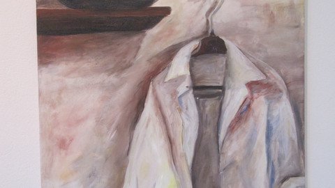 Gemaltes Bild einer Jacke auf einem Kleiderb&uuml;gel