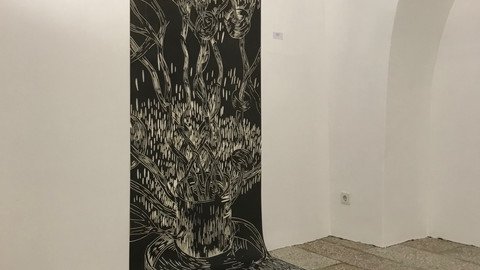 Leinwand bemalt in schwarz beige