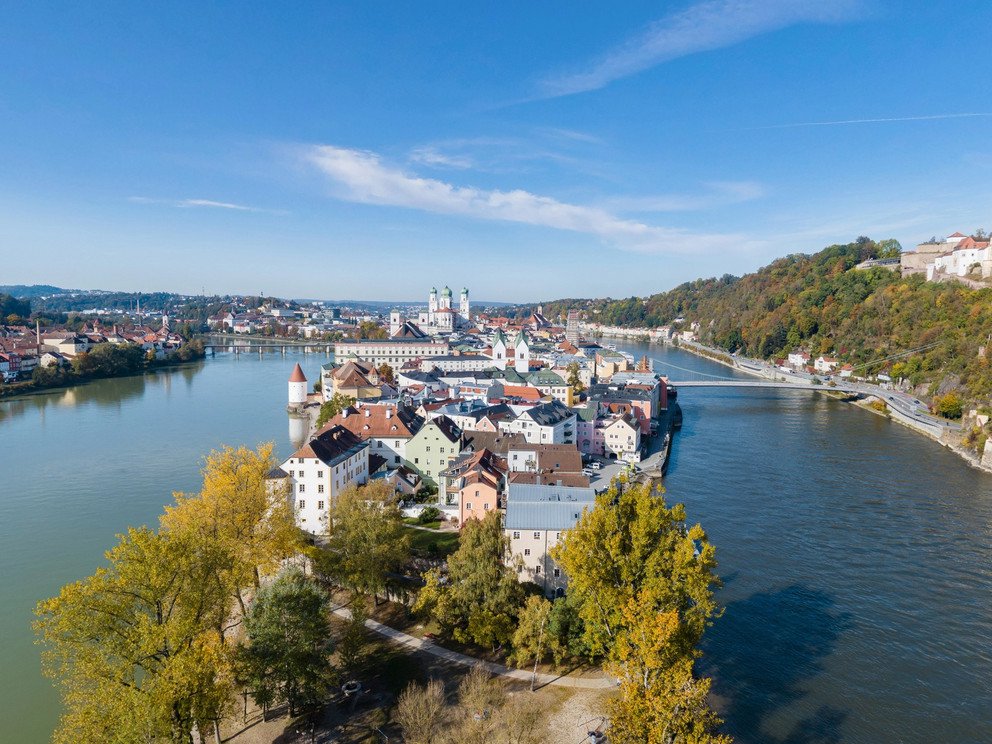 Bird's-eye view of the old town of Passau