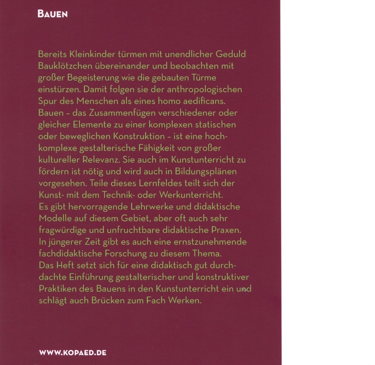 R&uuml;ckseite Bauen