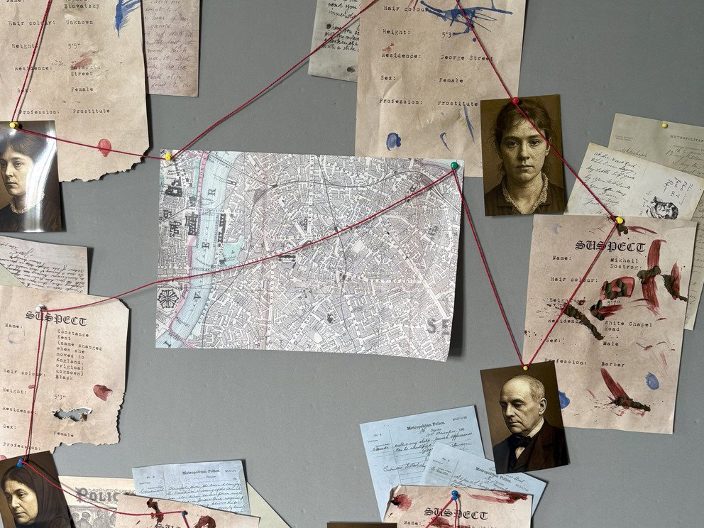 Bulletin board with pictures