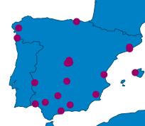 Landkarte: Partneruniversitäten in Spanien