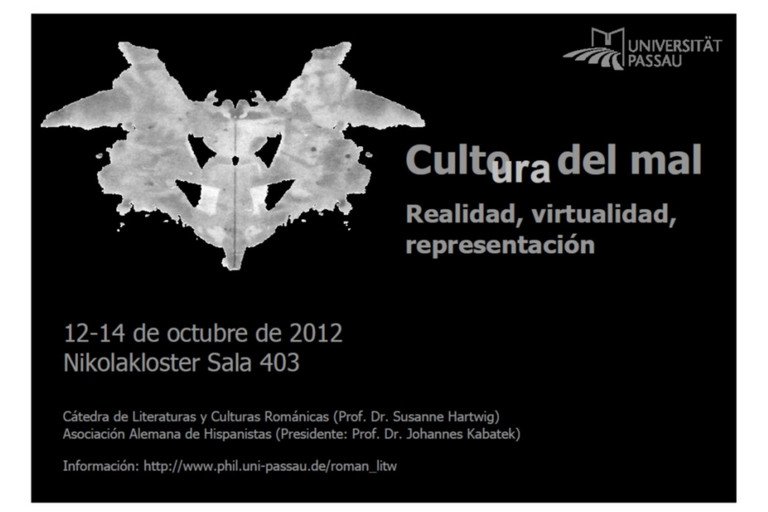 Conference Culto del mal cultura del mal. Realidad virtualidad representacin