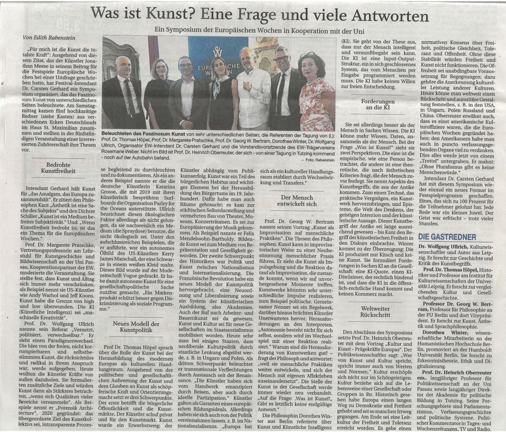 PNP Artikel "Was ist Kunst? Eine Frage und viele Antworten"