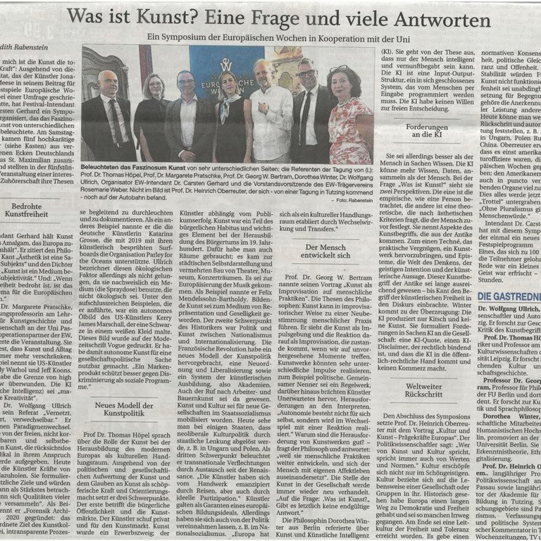 PNP Artikel "Was ist Kunst? Eine Frage und viele Antworten"