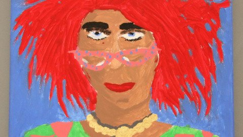 Gemalte Frau mit roten Haaren