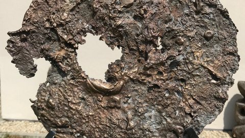 Metallscheibe auf einem Fu&szlig;