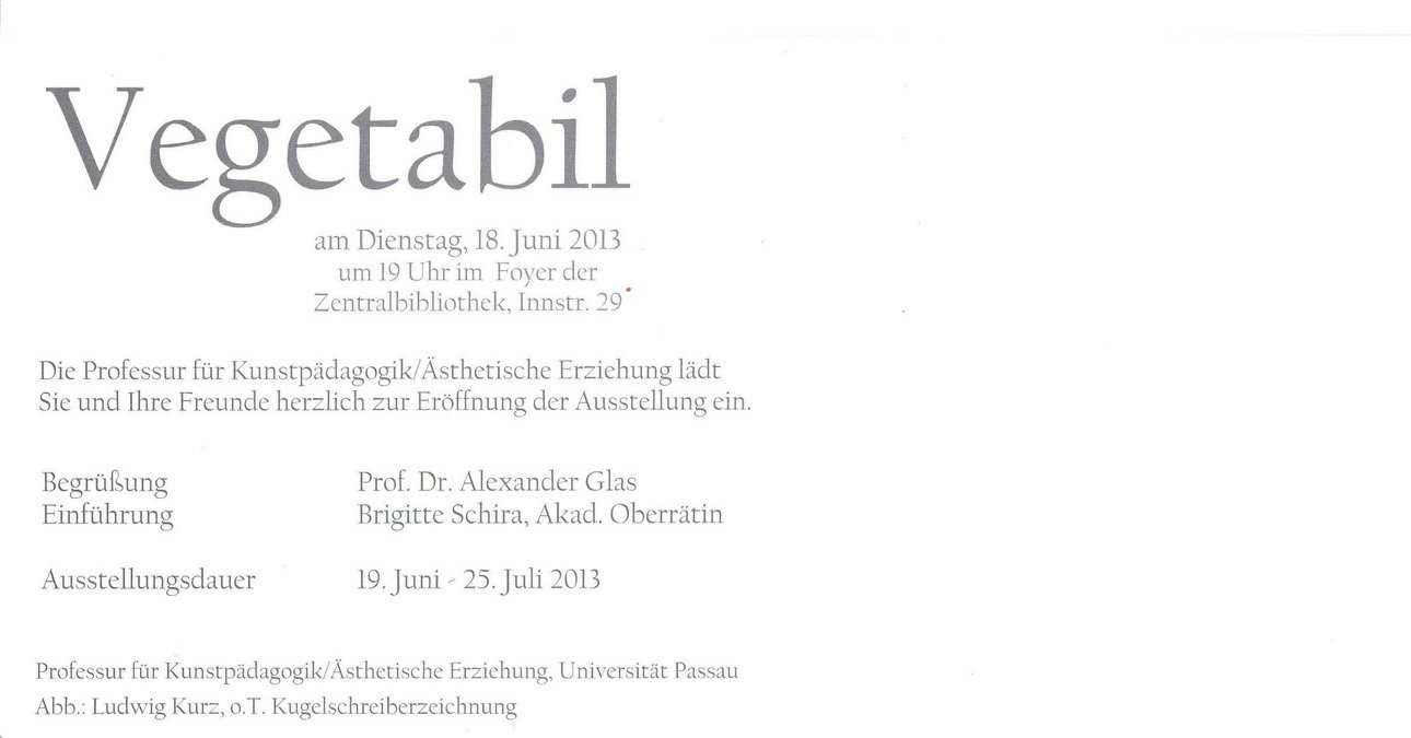 Einladungskarte zur Ausstellung Vegetabil