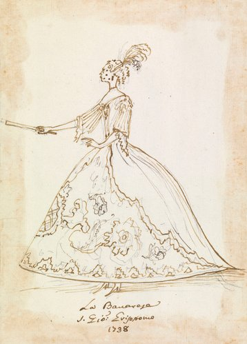 Karrikatur von Anton Maria Zanetti the Elder: Anna Rosa Pasquali, auch genannt "La Bavarese" (&copy;Royal Collection Trust)