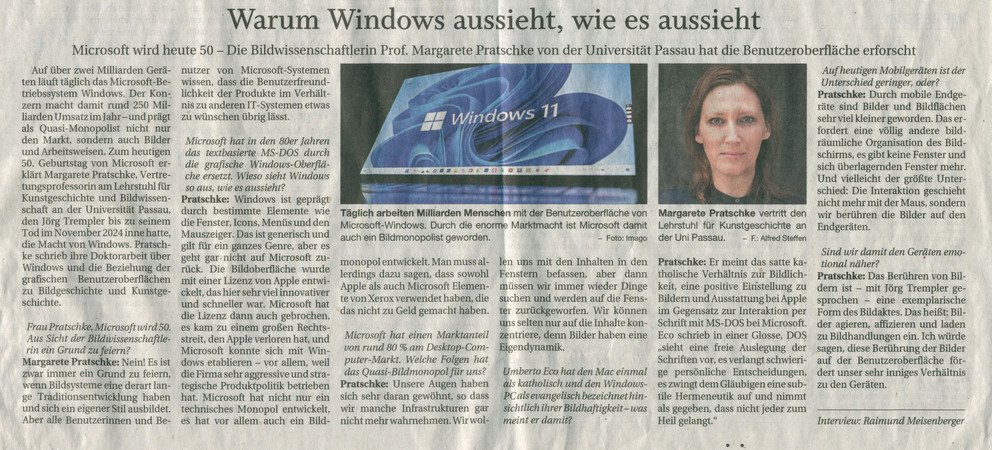 Zeitungsartikel PNP Pratschke Windows