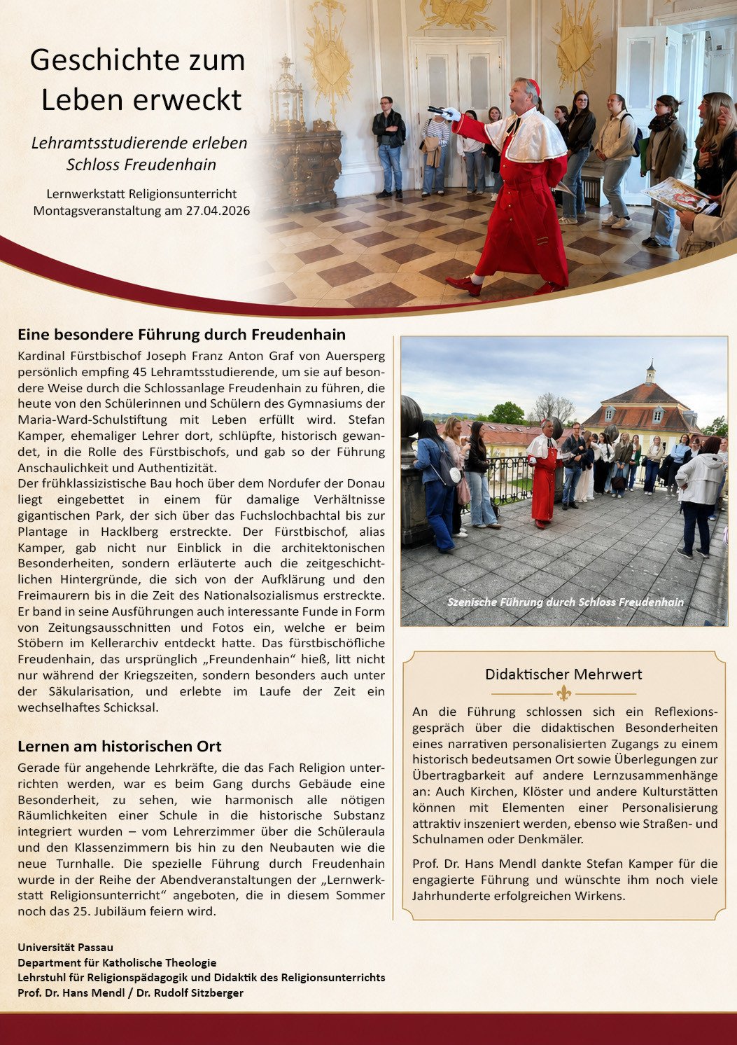 Bericht zur Geschichte lebendig lernen in Freudenhain