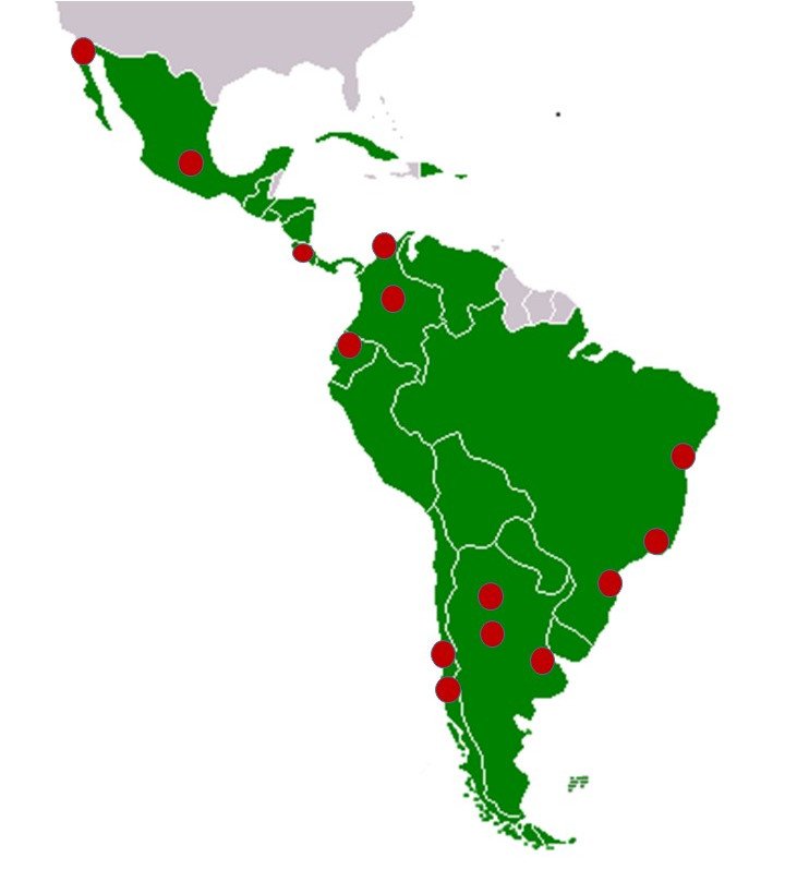 Map: Partner universities in Latin America
