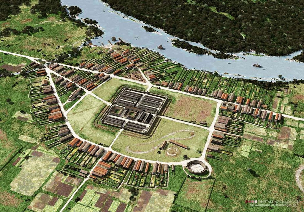 3D-Rekonstruktion K&uuml;nzing, Kastell, Vicus, Hafen