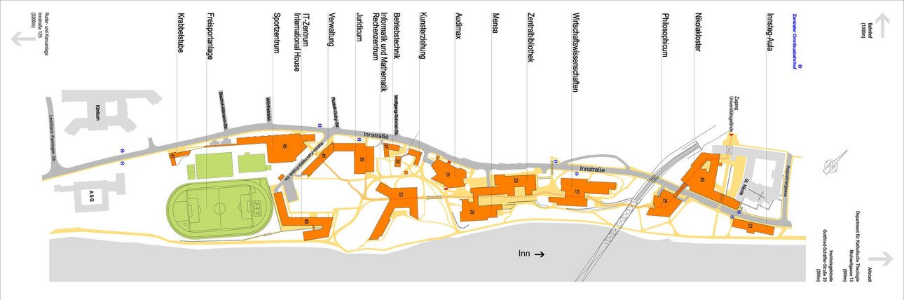 Lageplan der Universit&auml;t Passau