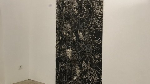 Leinwand bemalt in schwarz beige