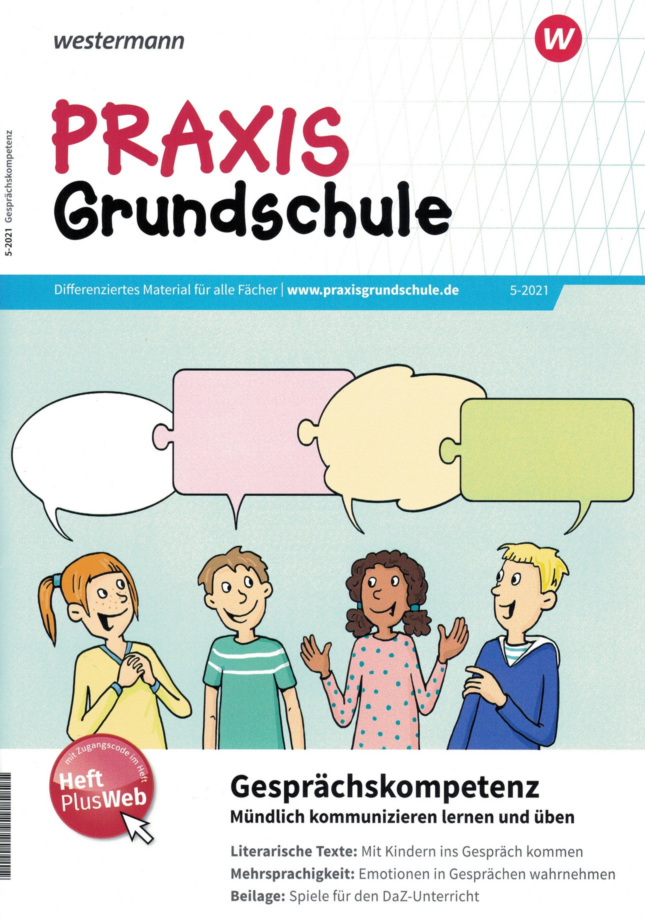 Cover des Heftes: Praxis Grundschule 5/2021, Gespr&auml;chskompetenz &ndash; M&uuml;ndlich kommunizieren lernen und &uuml;ben, hrsg.: Markus Pissarek Ausgabe 5/2021 (September)