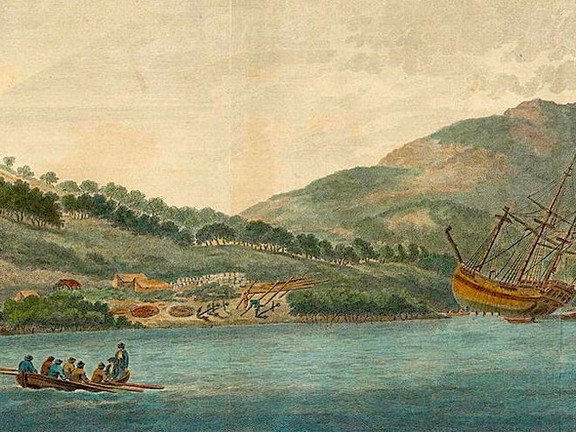 Illustration "Australia engraved" after Sydney Parkinson