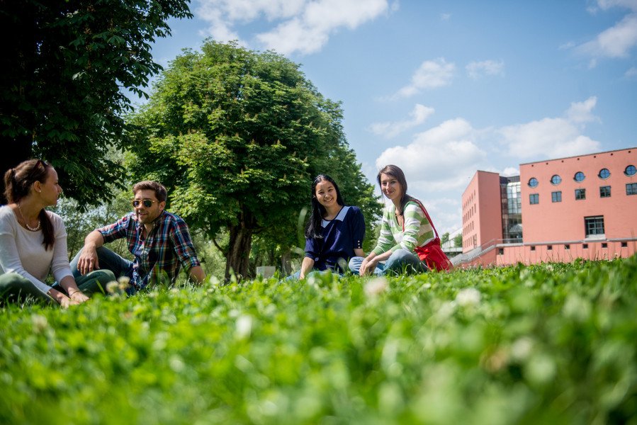 Students on the Innwiese lawn
