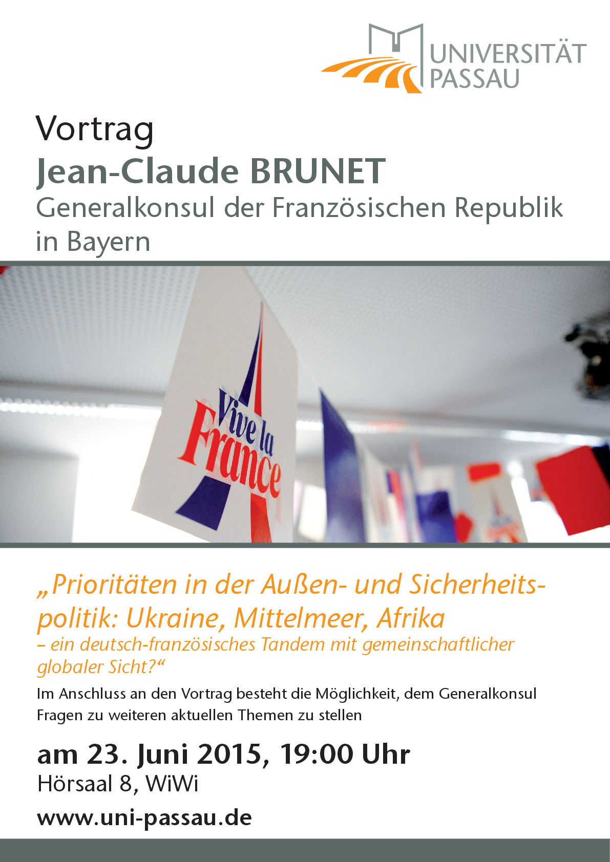 Plakat zum Gastvortrag Jean-Claude Brunet