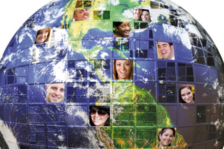 Dekoratives Bild der Kachel 'Eine Welt  unsere Verantwortung'