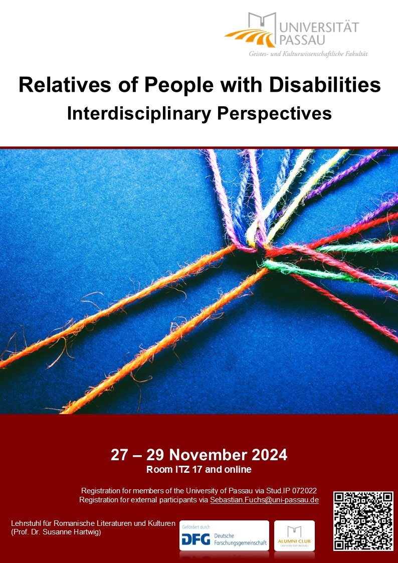 Plakat zu DFG-Tagung: Relatives of People with Disabilities. Interdisciplinary Perspectives DFG-Tagung: Relatives of People with Disabilities. Interdisciplinary Perspectives
