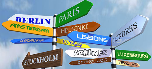 Signposts to European capitals, source: Fotolia